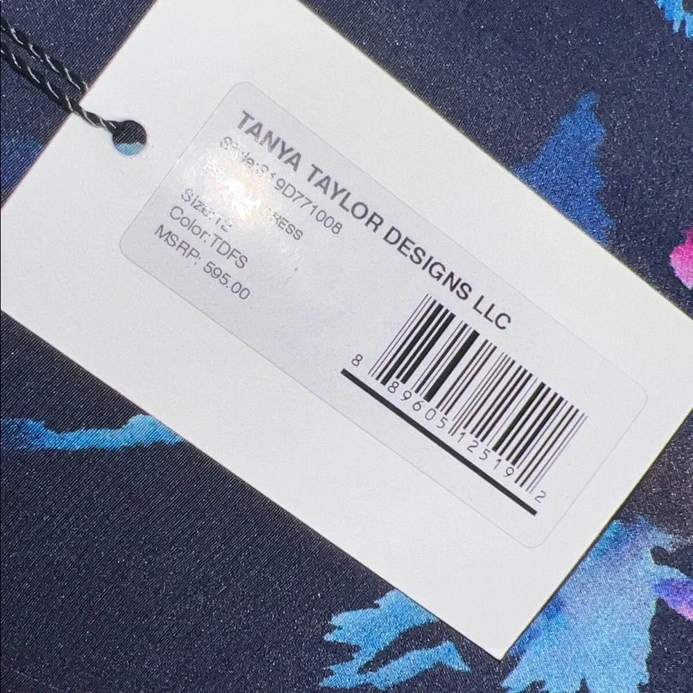 💖NWT WOMENS TANYA TAYLOR ESTRELLA SILK DRESS IN NAVY/TIE DYE FLORAL SIZE 12 - Picture 16 of 17
